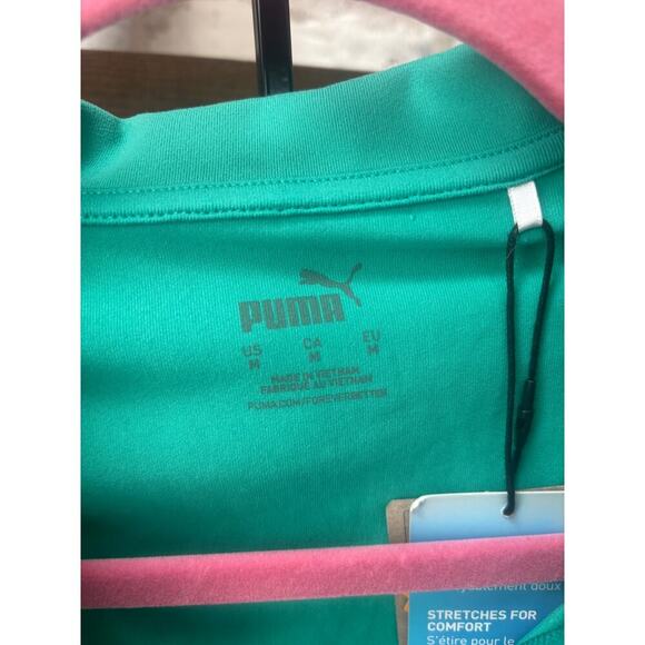 Puma Women's Sparkling Green CLOUDSPUN Piped Golf Polo Shirt Size M - Picture 4 of 6